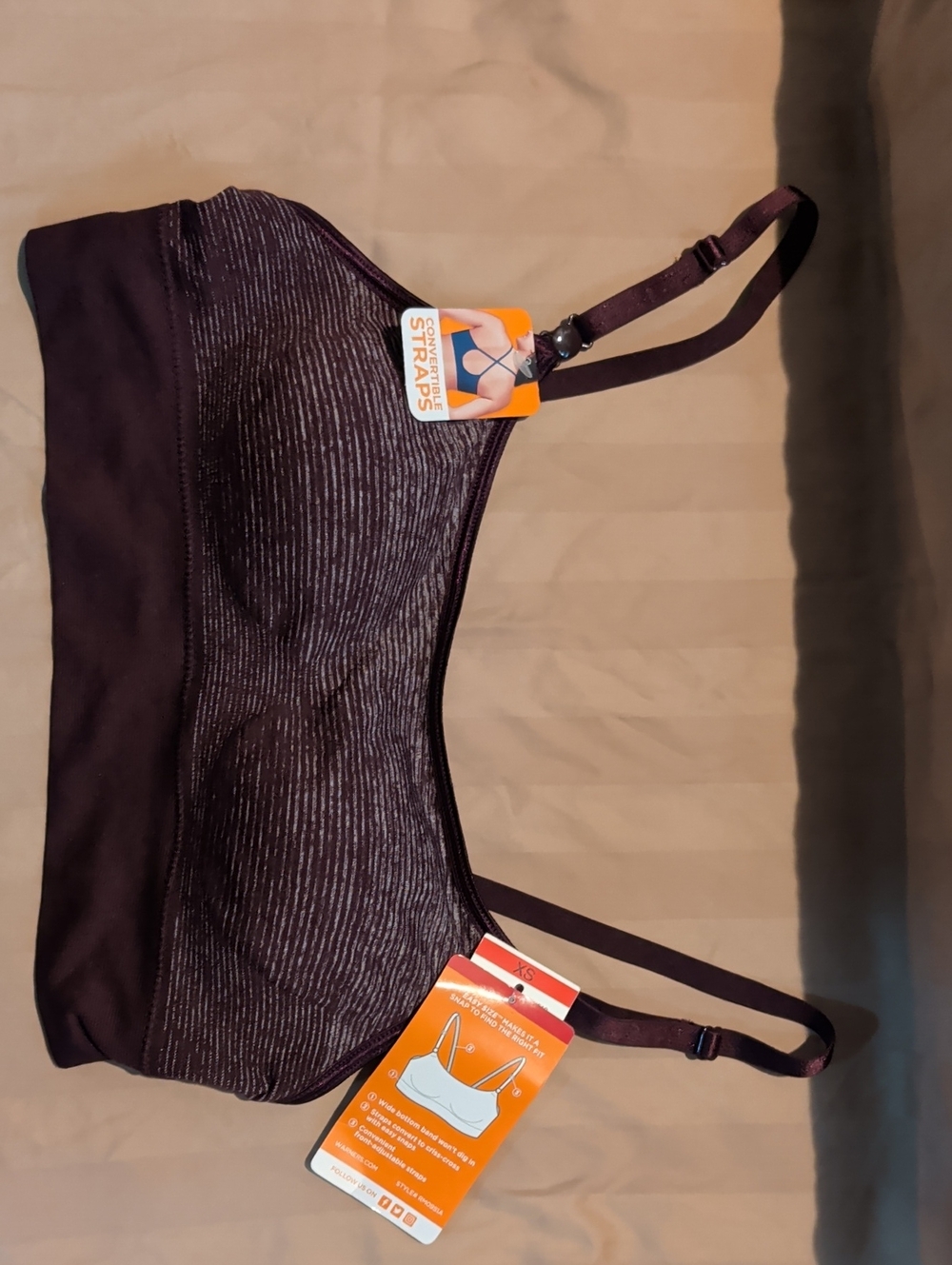 Warner's Heathered Plum Wireless Bralette - Adjustable Straps